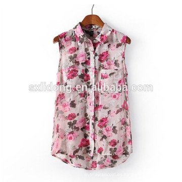 Camisa de estampado de flores de mujer Top elegante